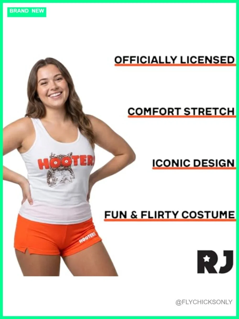 Hooters Girl Costume 2 Piece Set Tank and Shorts Licensed